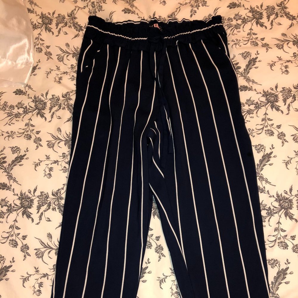 Zara Navy and White Striped Pants